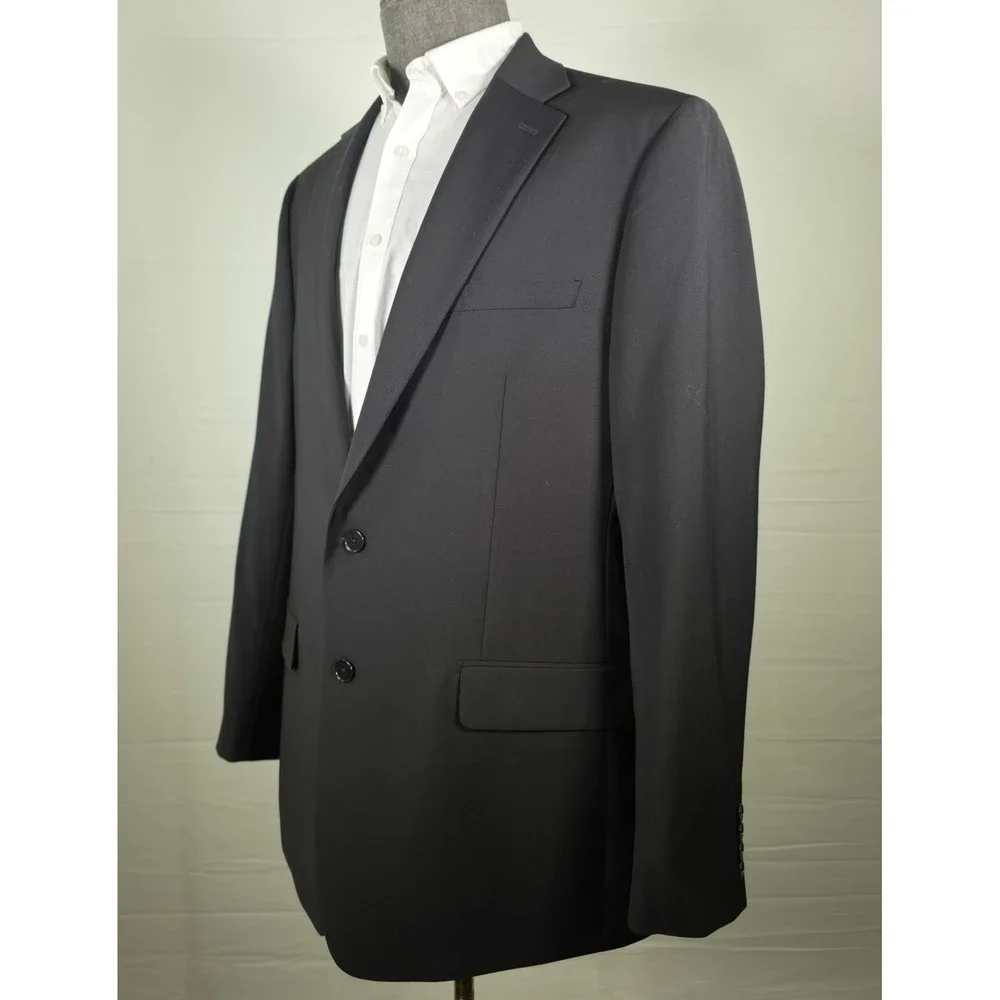 Calvin Klein Men Sport Coat Maxwell Black 46L Wool Blend Quiet Luxury Office NWT